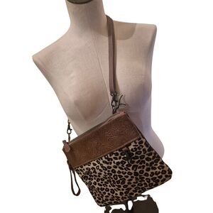 Myra Bag Leopard Print Crossbody with Brown Details